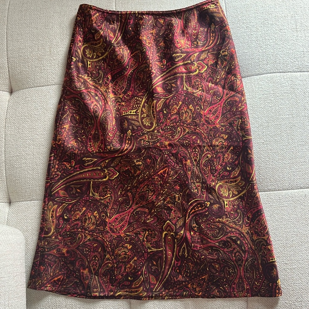 Closing closet ⭐️  A-line Midi Skirt / Dark red Burgundy Satin Long Skirt